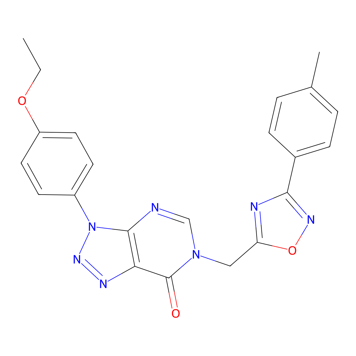 3-(4-ethoxyphenyl)-6-{[3-(4-methylphenyl)-1,2,4-oxadiazol-5-yl]methyl}-3H,6H,7H-[1,2,3]triazolo[4,5-d]pyrimidin-7-one molecular structure, CAS 1040676-70-7