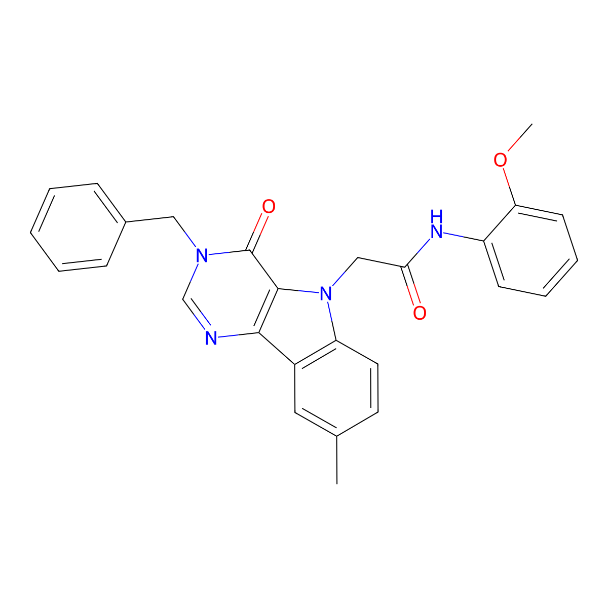 2-{3-benzyl-8-methyl-4-oxo-3H,4H,5H-pyrimido[5,4-b]indol-5-yl}-N-(2-methoxyphenyl)acetamide molecular structure, CAS 1040676-72-9