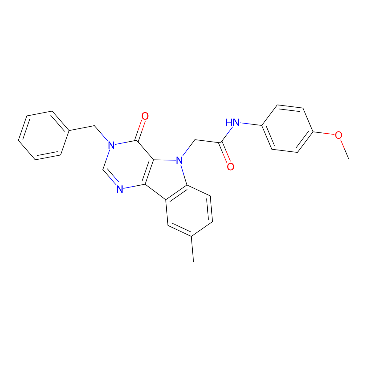 2-{3-benzyl-8-methyl-4-oxo-3H,4H,5H-pyrimido[5,4-b]indol-5-yl}-N-(4-methoxyphenyl)acetamide molecular structure, CAS 1040676-78-5