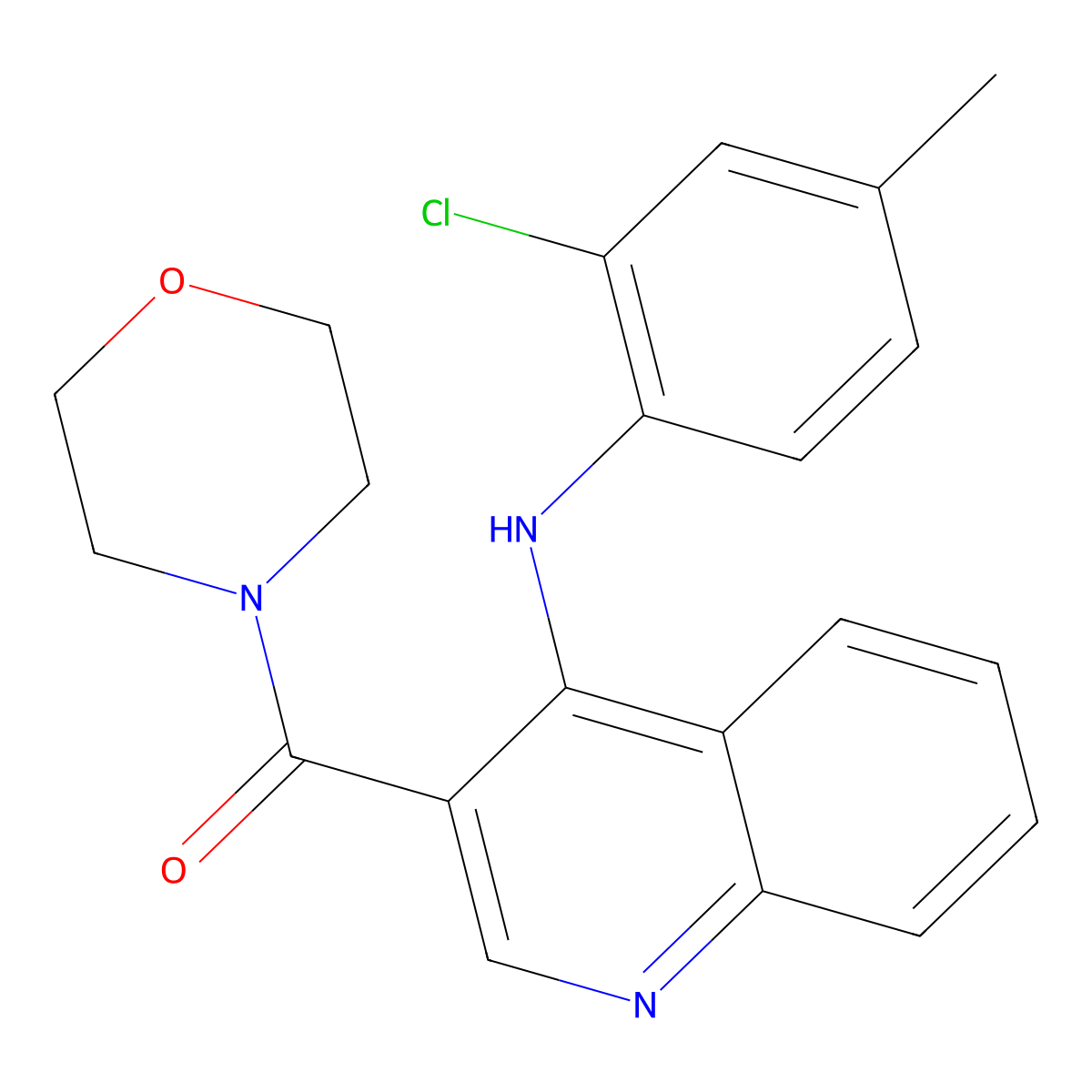 (4-((2-Chloro-4-methylphenyl)amino)quinolin-3-yl)(morpholino)methanone molecular structure, CAS 1040676-80-9