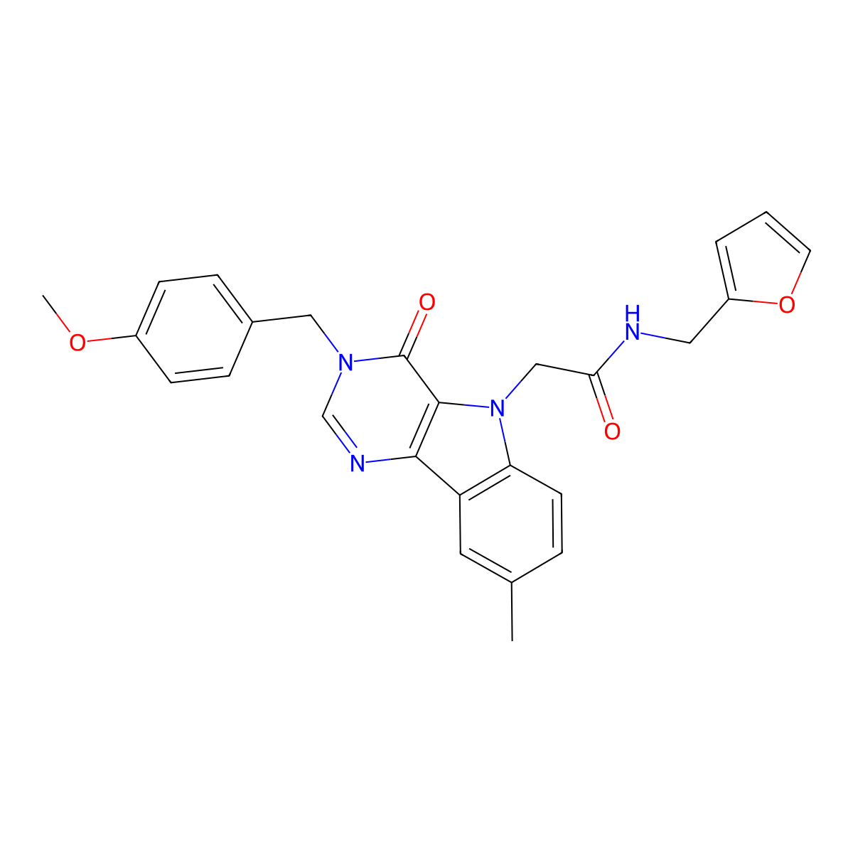 N-[(furan-2-yl)methyl]-2-{3-[(4-methoxyphenyl)methyl]-8-methyl-4-oxo-3H,4H,5H-pyrimido[5,4-b]indol-5-yl}acetamide molecular structure, CAS 1040676-84-3