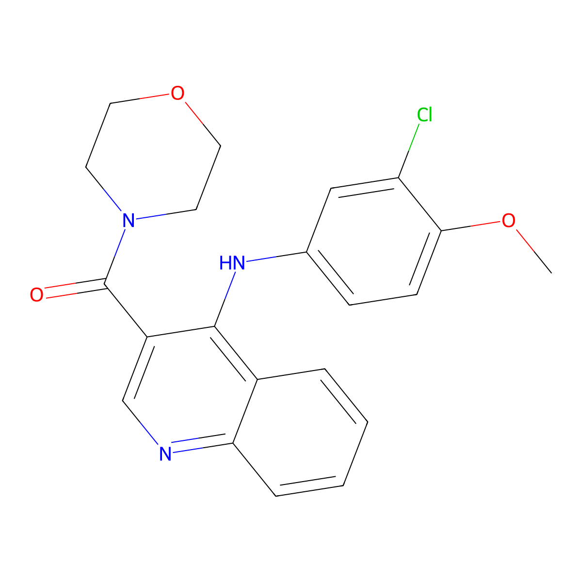 N-(3-chloro-4-methoxyphenyl)-3-(morpholine-4-carbonyl)quinolin-4-amine molecular structure, CAS 1040676-86-5