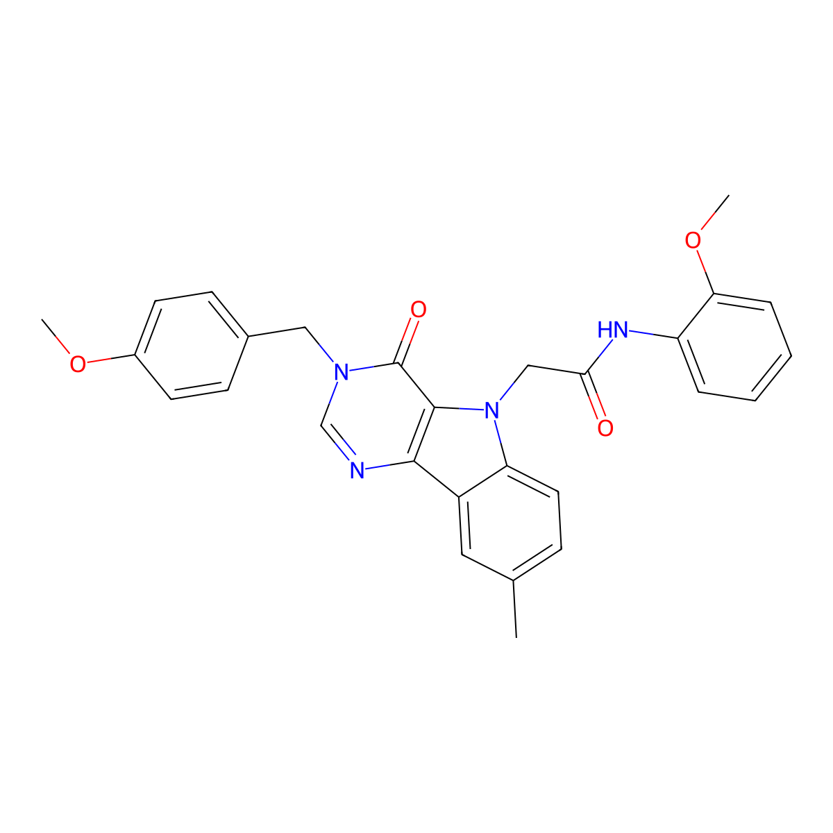 2-(3-(4-methoxybenzyl)-8-methyl-4-oxo-3H-pyrimido[5,4-b]indol-5(4H)-yl)-N-(2-methoxyphenyl)acetamide molecular structure, CAS 1040676-90-1