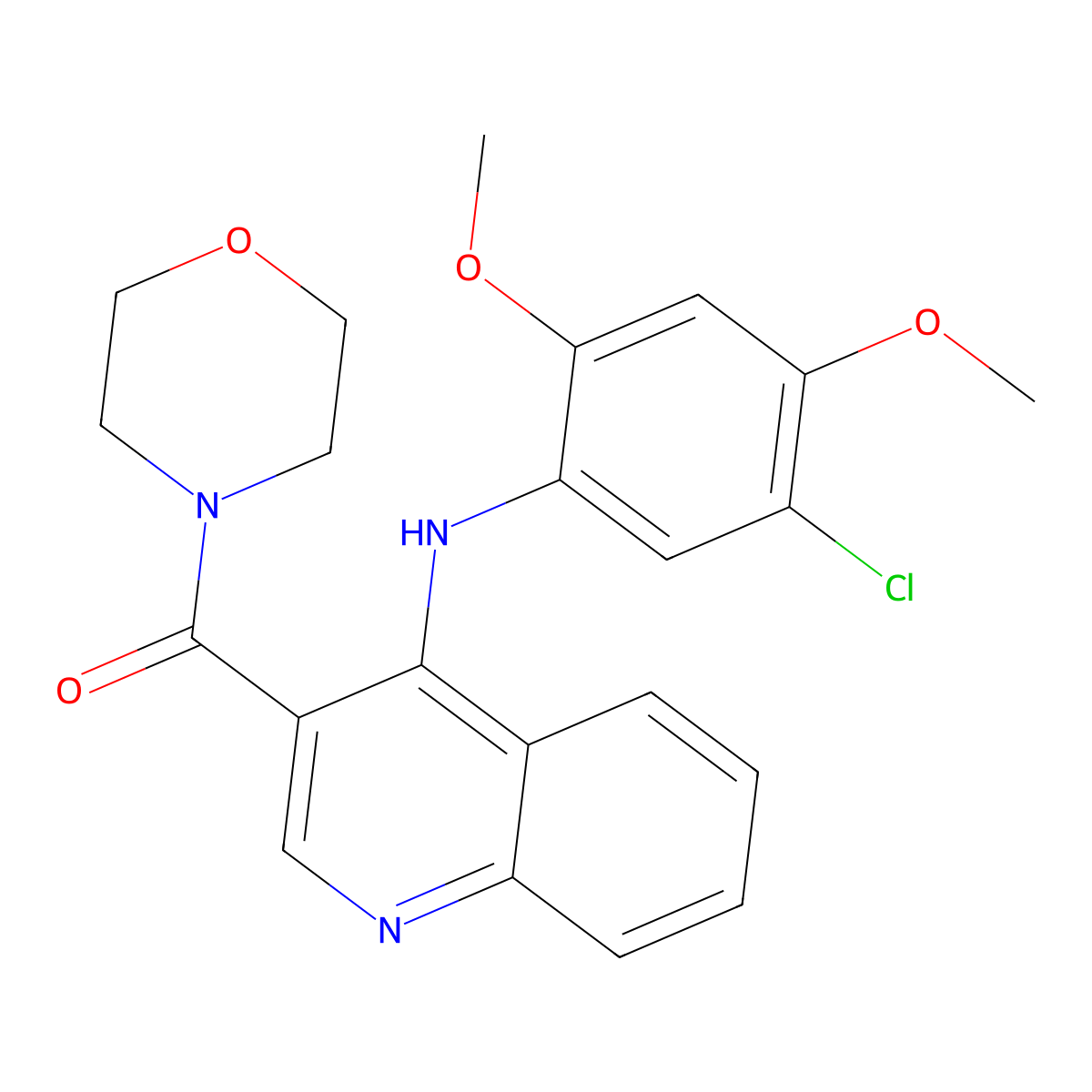 (4-((5-Chloro-2,4-dimethoxyphenyl)amino)quinolin-3-yl)(morpholino)methanone molecular structure, CAS 1040676-92-3