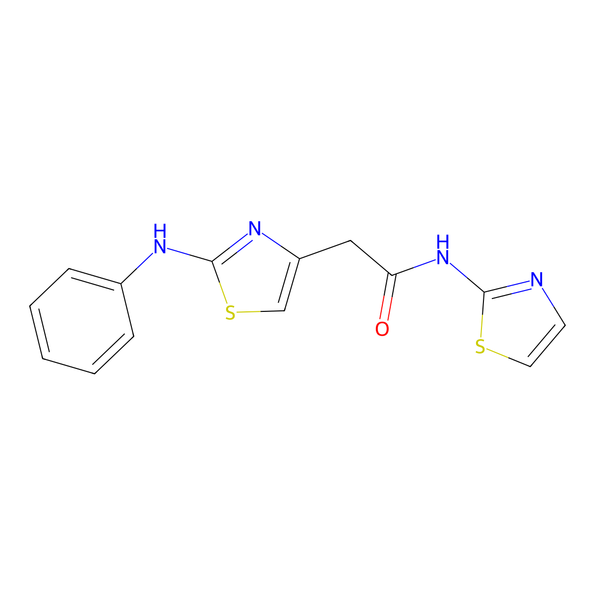 2-(2-(phenylamino)thiazol-4-yl)-N-(thiazol-2-yl)acetamide molecular structure, CAS 1040676-93-4