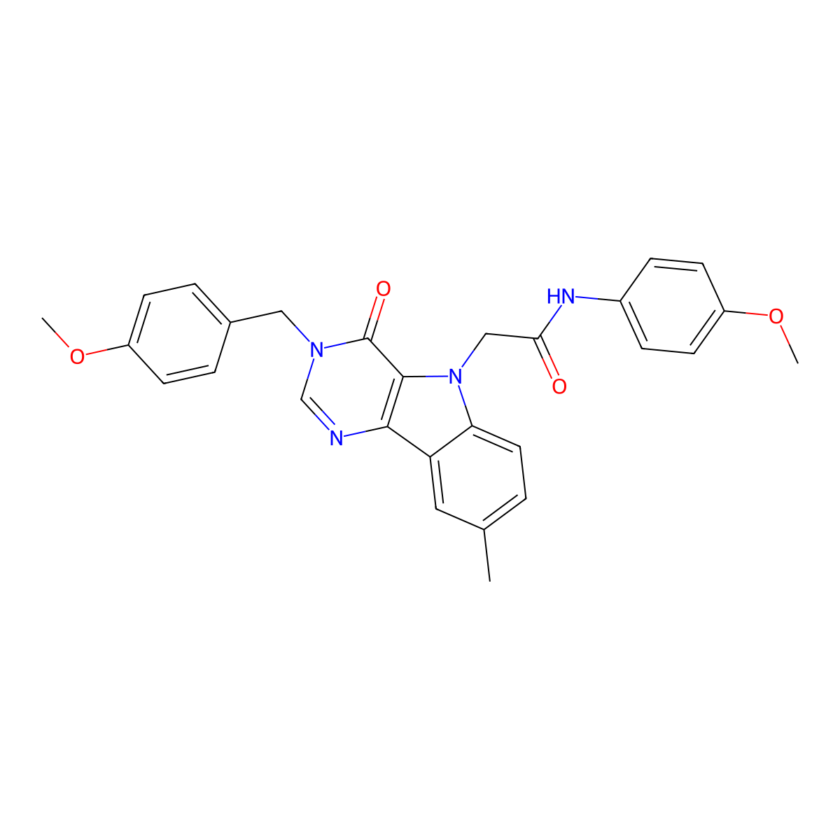 2-(3-(4-methoxybenzyl)-8-methyl-4-oxo-3H-pyrimido[5,4-b]indol-5(4H)-yl)-N-(4-methoxyphenyl)acetamide molecular structure, CAS 1040676-96-7