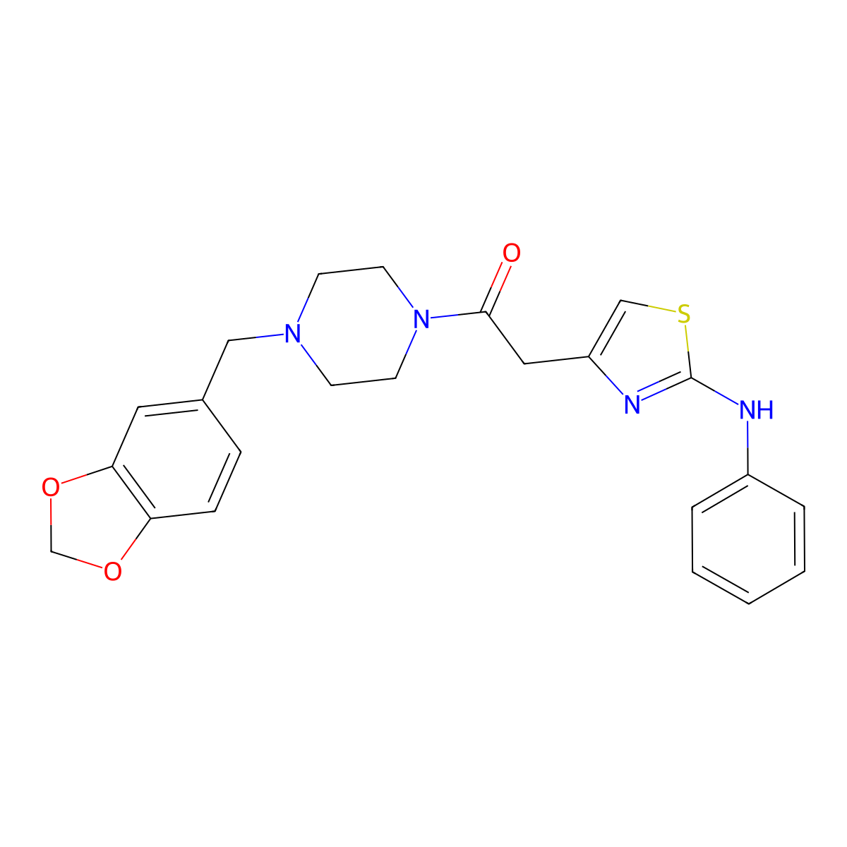 1-{4-[(2H-1,3-benzodioxol-5-yl)methyl]piperazin-1-yl}-2-[2-(phenylamino)-1,3-thiazol-4-yl]ethan-1-one molecular structure, CAS 1040677-24-4