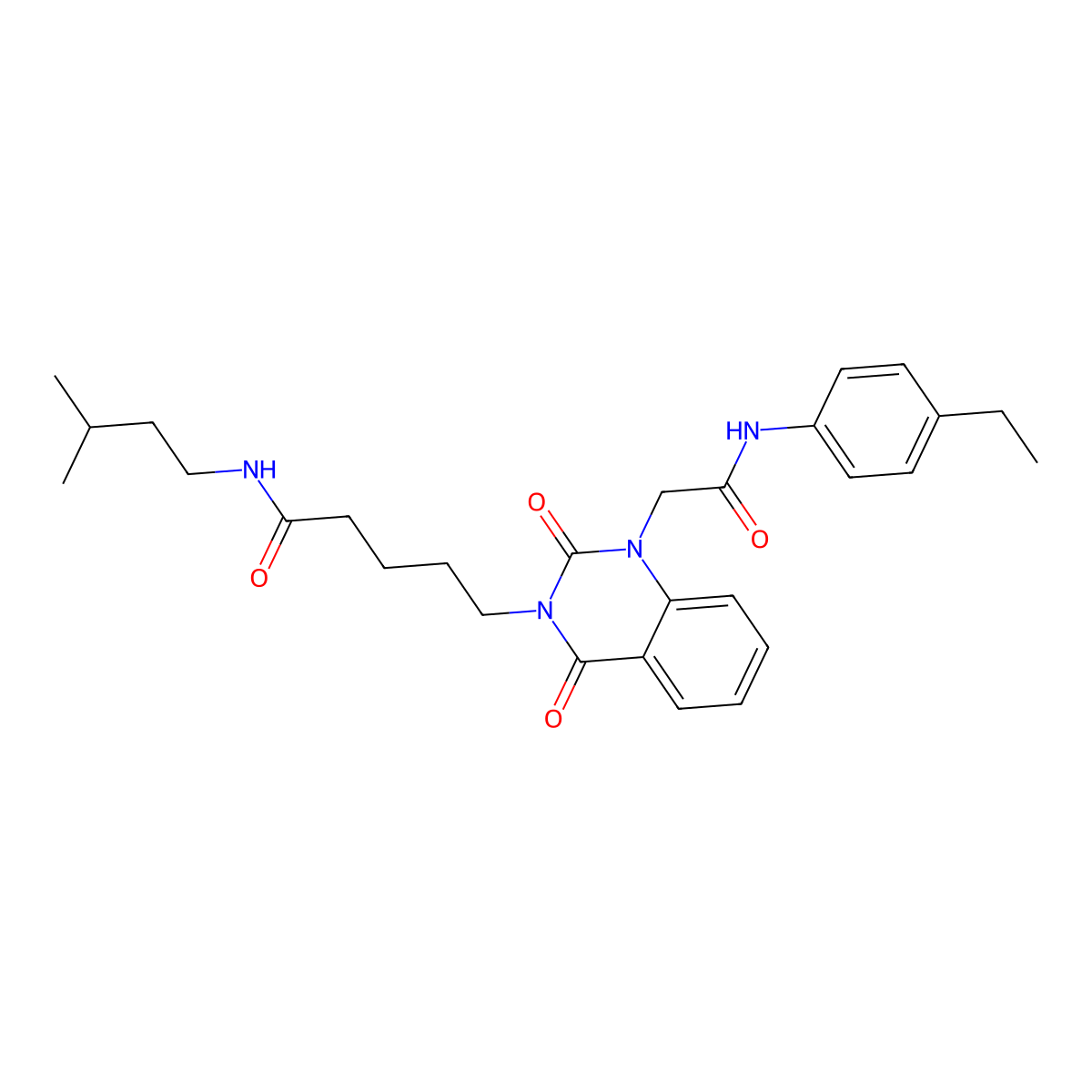 5-(1-{[(4-ethylphenyl)carbamoyl]methyl}-2,4-dioxo-1,2,3,4-tetrahydroquinazolin-3-yl)-N-(3-methylbutyl)pentanamide molecular structure, CAS 1040677-25-5