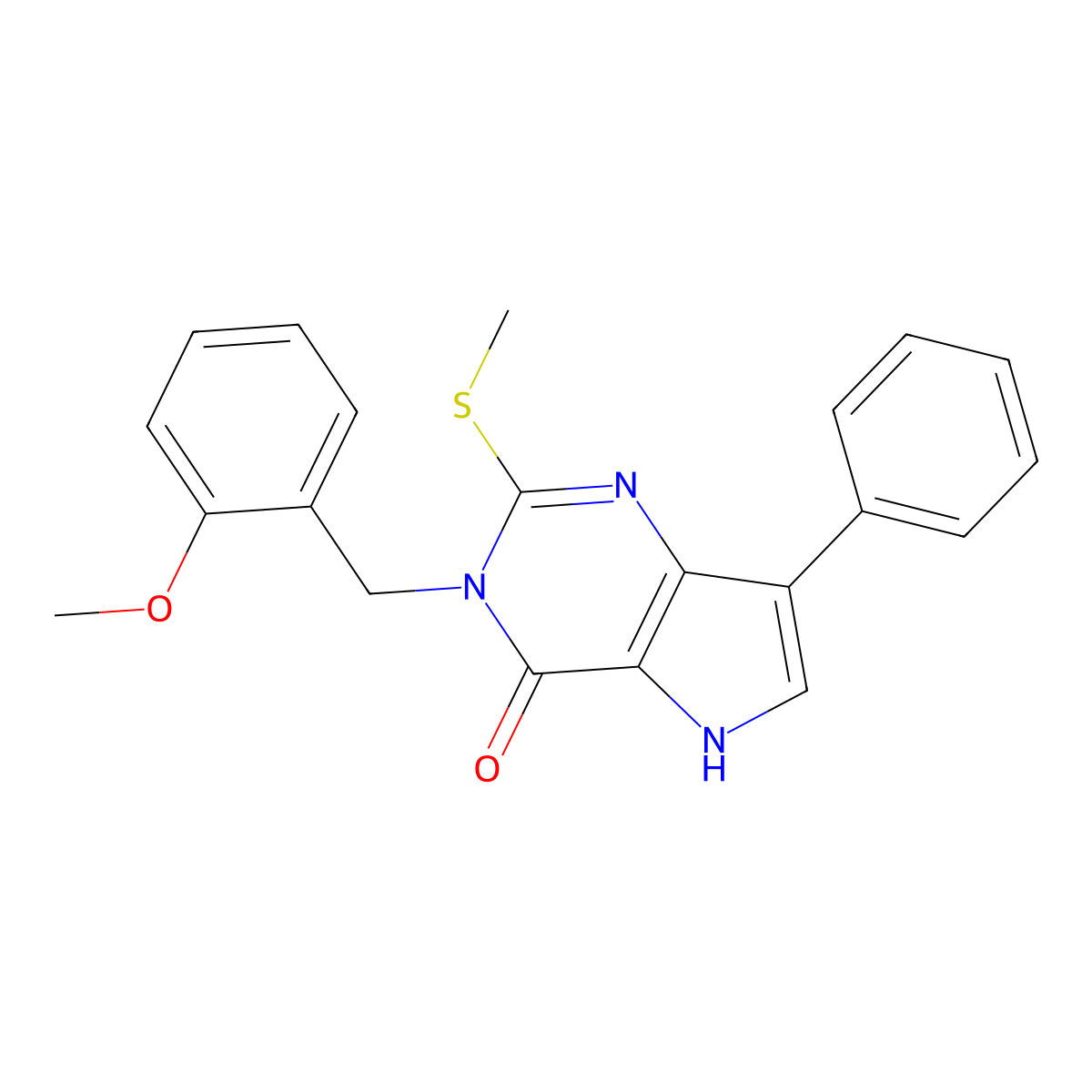 3-[(2-methoxyphenyl)methyl]-2-(methylsulfanyl)-7-phenyl-3H,4H,5H-pyrrolo[3,2-d]pyrimidin-4-one molecular structure, CAS 1040677-28-8