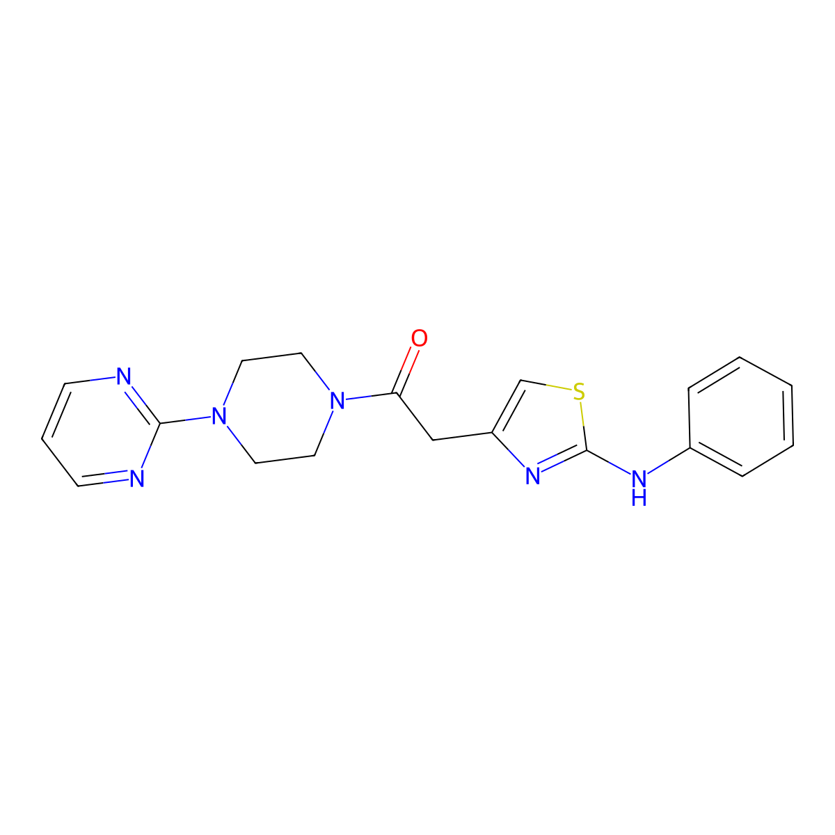 2-[2-(Phenylamino)-1,3-thiazol-4-yl]-1-[4-(pyrimidin-2-yl)piperazin-1-yl]ethan-1-one molecular structure, CAS 1040677-34-6
