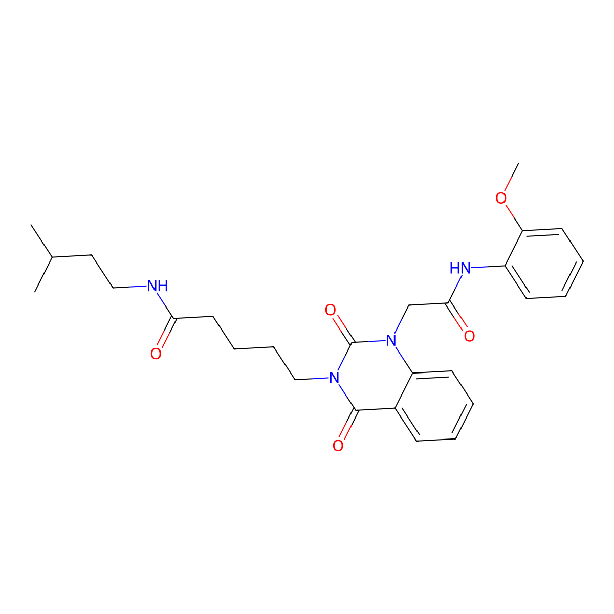 5-(1-{[(2-methoxyphenyl)carbamoyl]methyl}-2,4-dioxo-1,2,3,4-tetrahydroquinazolin-3-yl)-N-(3-methylbutyl)pentanamide molecular structure, CAS 1040677-35-7