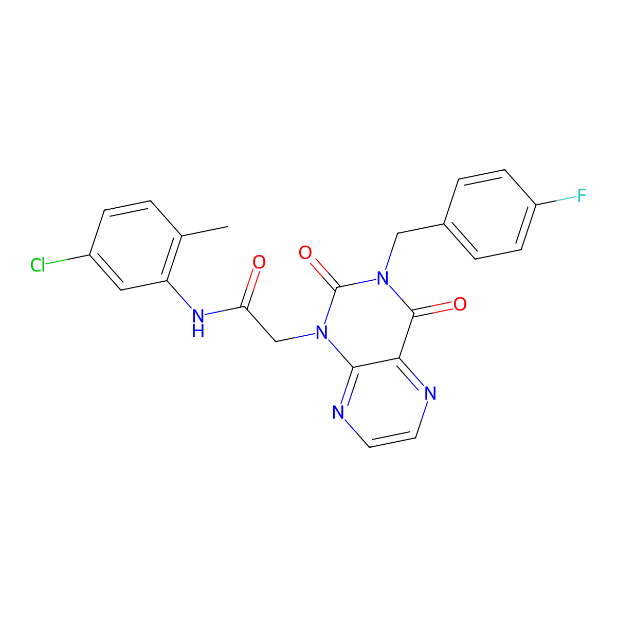 N-(5-chloro-2-methylphenyl)-2-{3-[(4-fluorophenyl)methyl]-2,4-dioxo-1,2,3,4-tetrahydropteridin-1-yl}acetamide molecular structure, CAS 1040677-38-0