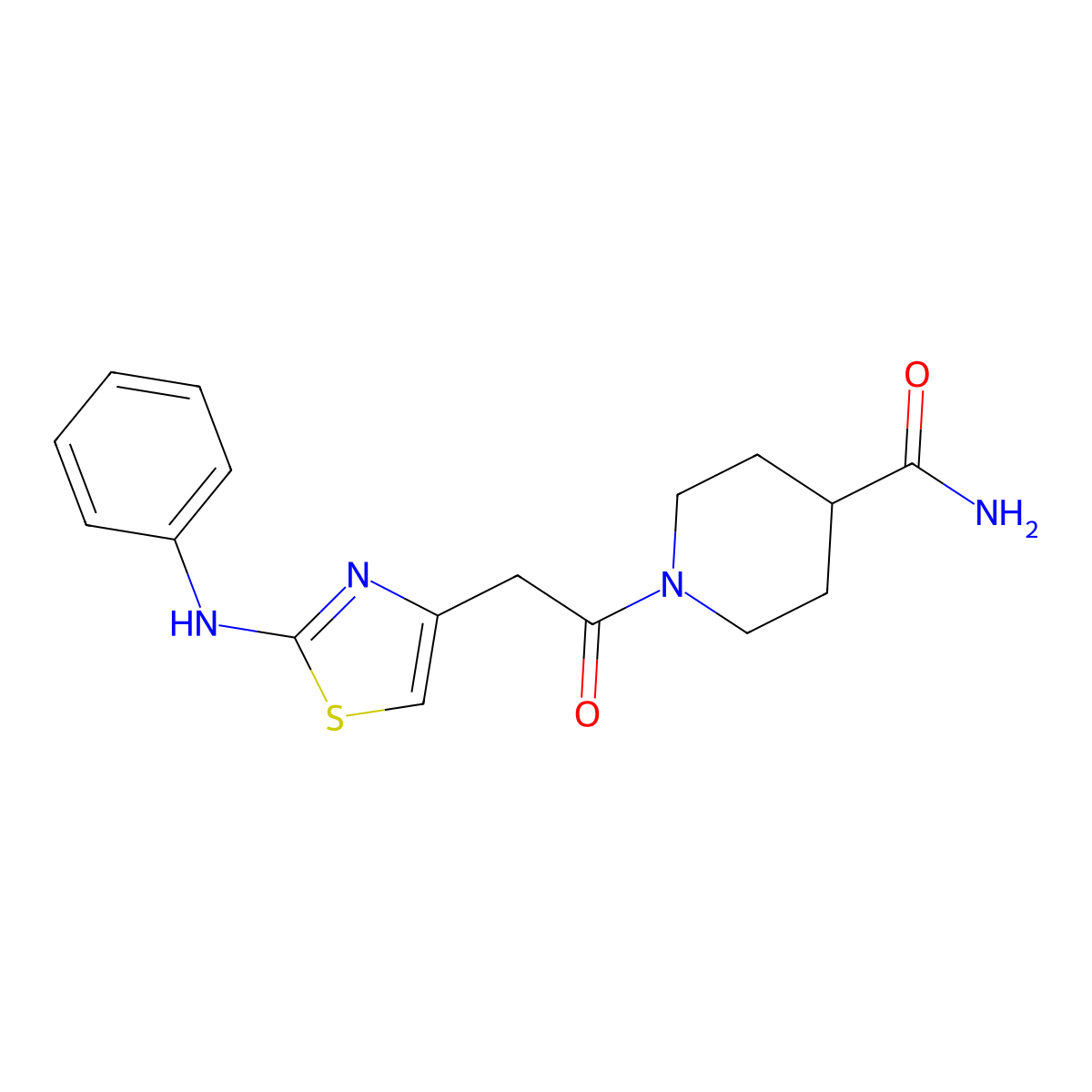1-{2-[2-(Phenylamino)-1,3-thiazol-4-yl]acetyl}piperidine-4-carboxamide molecular structure, CAS 1040677-43-7