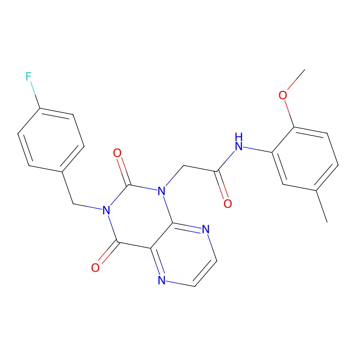 2-{3-[(4-fluorophenyl)methyl]-2,4-dioxo-1,2,3,4-tetrahydropteridin-1-yl}-N-(2-methoxy-5-methylphenyl)acetamide molecular structure, CAS 1040677-46-0