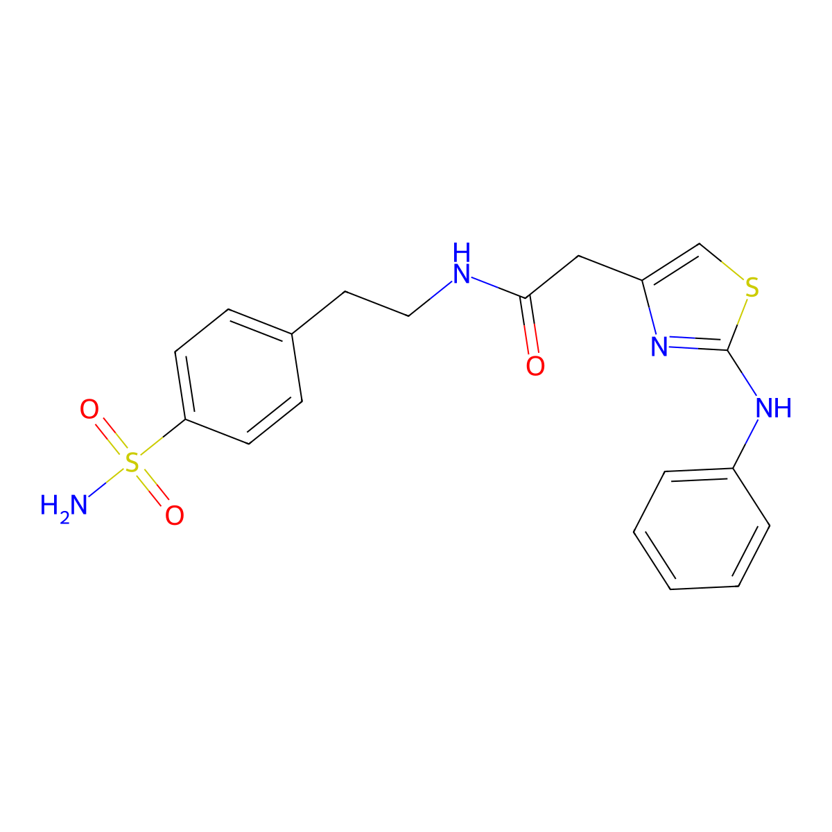2-(2-(phenylamino)thiazol-4-yl)-N-(4-sulfamoylphenethyl)acetamide molecular structure, CAS 1040677-47-1