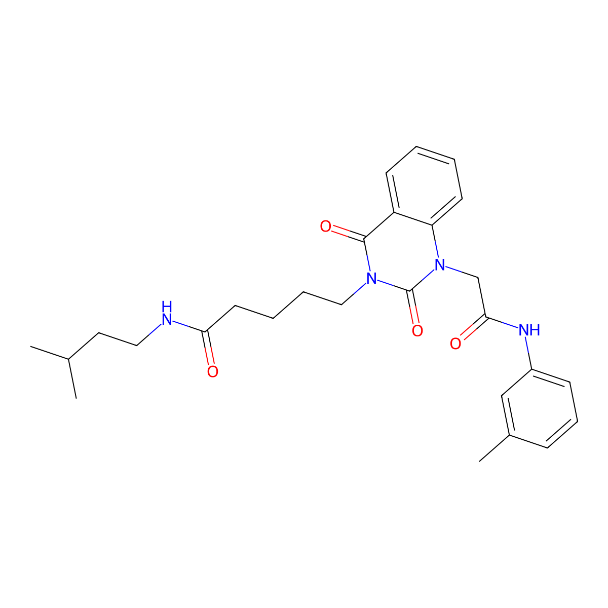 N-(3-methylbutyl)-5-(1-{[(3-methylphenyl)carbamoyl]methyl}-2,4-dioxo-1,2,3,4-tetrahydroquinazolin-3-yl)pentanamide molecular structure, CAS 1040677-48-2