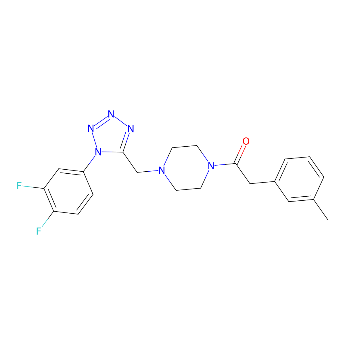 1-(4-((1-(3,4-difluorophenyl)-1H-tetrazol-5-yl)methyl)piperazin-1-yl)-2-(m-tolyl)ethanone molecular structure, CAS 1040677-49-3