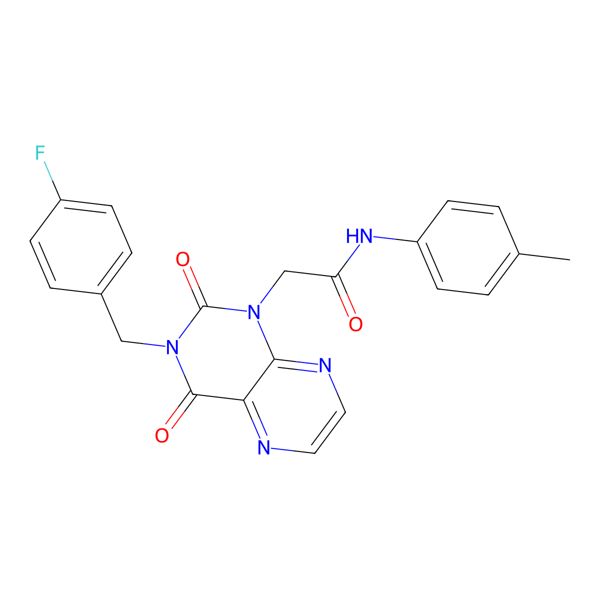 2-{3-[(4-fluorophenyl)methyl]-2,4-dioxo-1,2,3,4-tetrahydropteridin-1-yl}-N-(4-methylphenyl)acetamide molecular structure, CAS 1040677-54-0