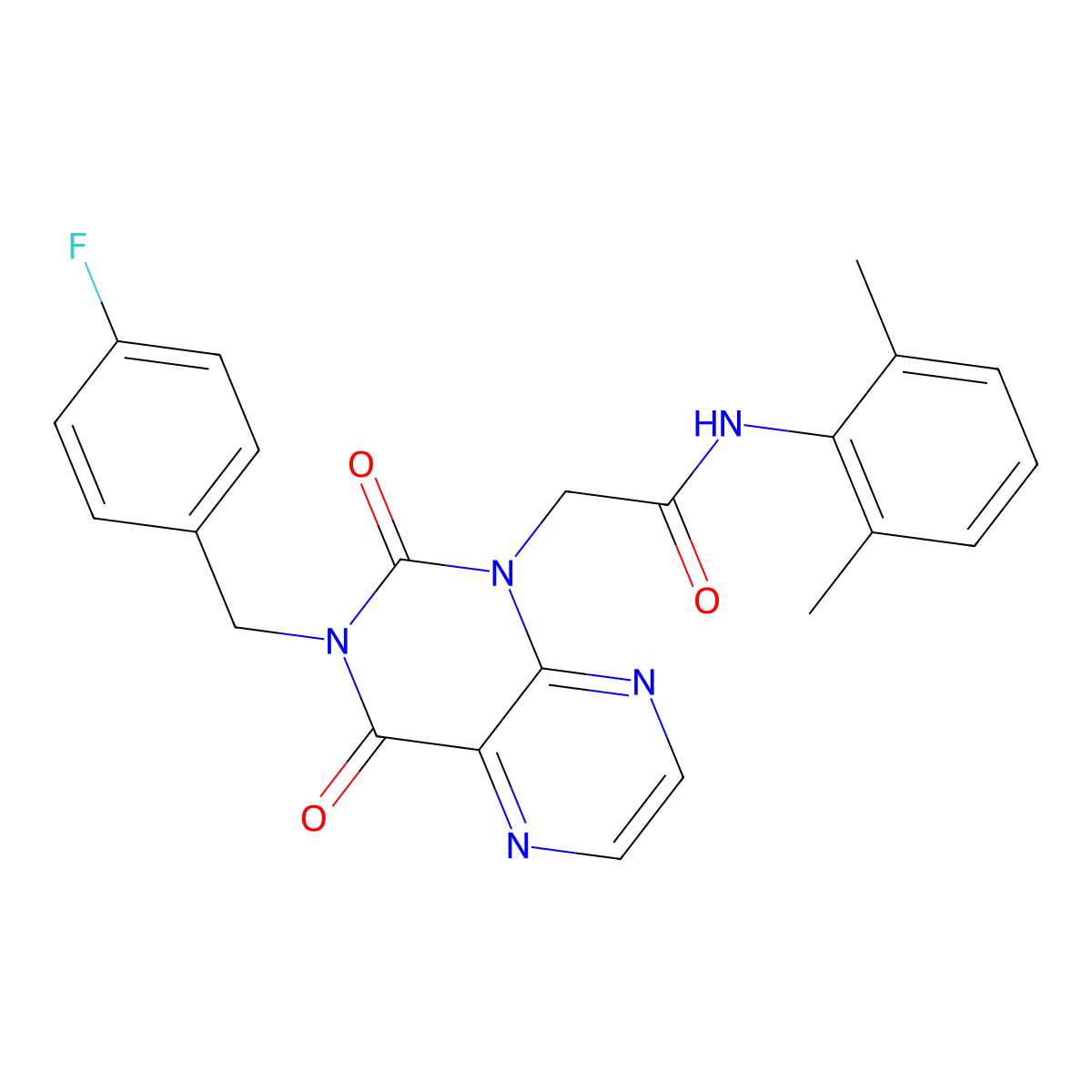 N-(2,6-dimethylphenyl)-2-{3-[(4-fluorophenyl)methyl]-2,4-dioxo-1,2,3,4-tetrahydropteridin-1-yl}acetamide molecular structure, CAS 1040677-58-4