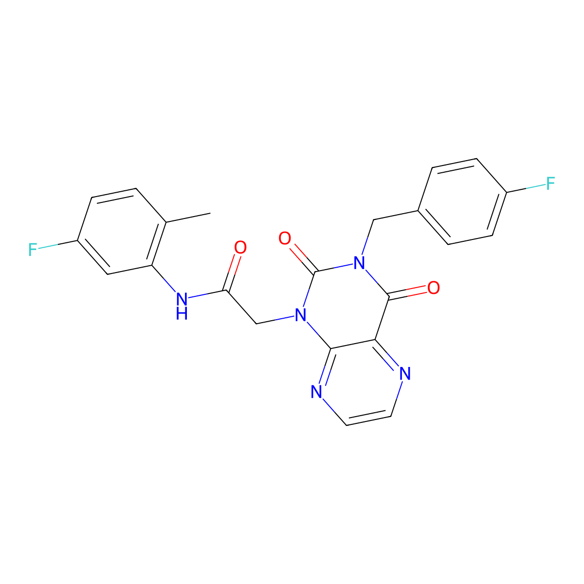 N-(5-fluoro-2-methylphenyl)-2-(3-(4-fluorobenzyl)-2,4-dioxo-3,4-dihydropteridin-1(2H)-yl)acetamide molecular structure, CAS 1040677-62-0