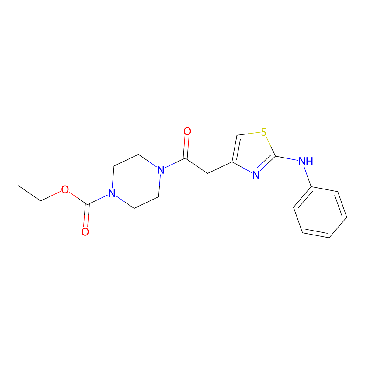 Ethyl 4-{2-[2-(phenylamino)-1,3-thiazol-4-yl]acetyl}piperazine-1-carboxylate molecular structure, CAS 1040677-63-1