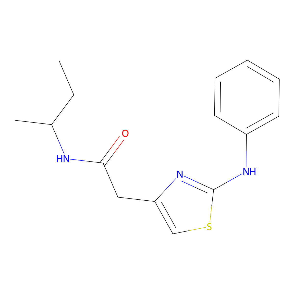 N-(sec-butyl)-2-(2-(phenylamino)thiazol-4-yl)acetamide molecular structure, CAS 1040677-67-5