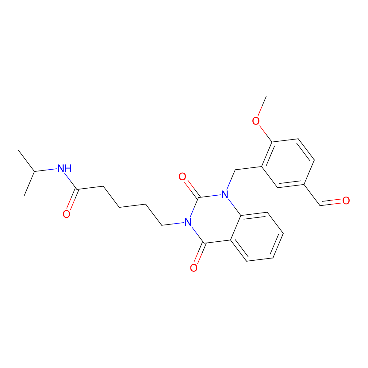 5-{1-[(5-formyl-2-methoxyphenyl)methyl]-2,4-dioxo-1,2,3,4-tetrahydroquinazolin-3-yl}-N-(propan-2-yl)pentanamide molecular structure, CAS 1040677-68-6