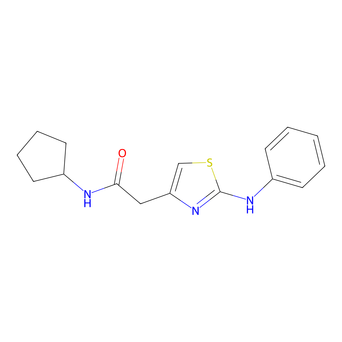 N-cyclopentyl-2-[2-(phenylamino)-1,3-thiazol-4-yl]acetamide molecular structure, CAS 1040677-71-1
