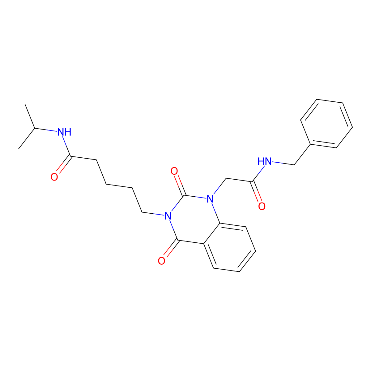 5-{1-[(benzylcarbamoyl)methyl]-2,4-dioxo-1,2,3,4-tetrahydroquinazolin-3-yl}-N-(propan-2-yl)pentanamide molecular structure, CAS 1040677-72-2