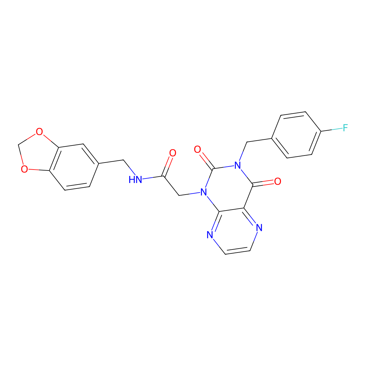N-[(2H-1,3-benzodioxol-5-yl)methyl]-2-{3-[(4-fluorophenyl)methyl]-2,4-dioxo-1,2,3,4-tetrahydropteridin-1-yl}acetamide molecular structure, CAS 1040677-74-4