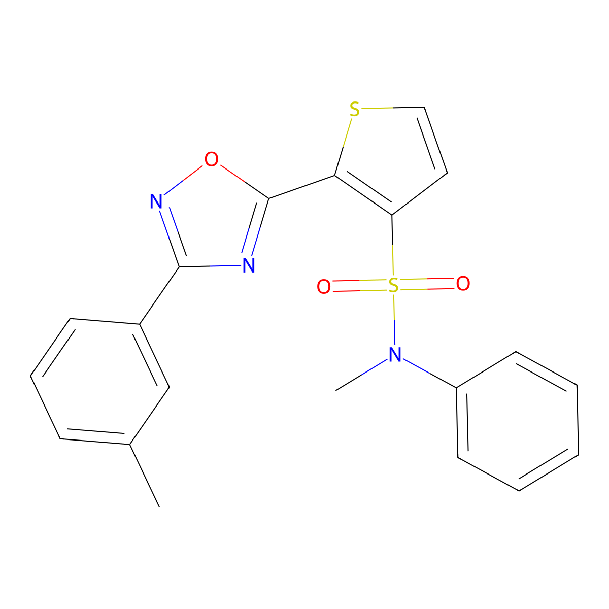 N-methyl-2-[3-(3-methylphenyl)-1,2,4-oxadiazol-5-yl]-N-phenylthiophene-3-sulfonamide molecular structure, CAS 1040677-75-5