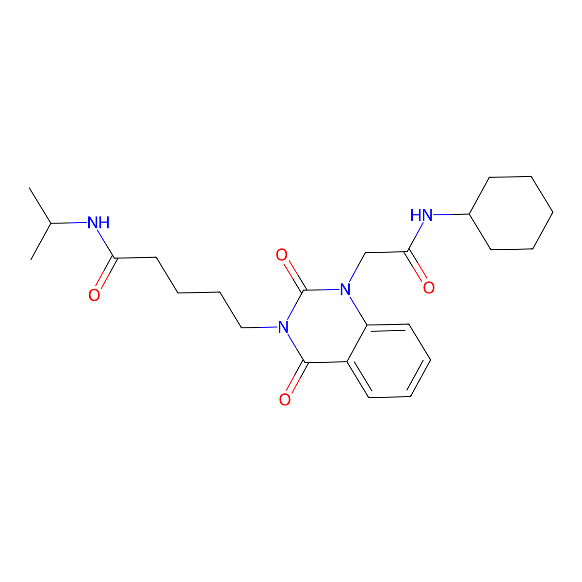 5-{1-[(cyclohexylcarbamoyl)methyl]-2,4-dioxo-1,2,3,4-tetrahydroquinazolin-3-yl}-N-(propan-2-yl)pentanamide molecular structure, CAS 1040677-77-7