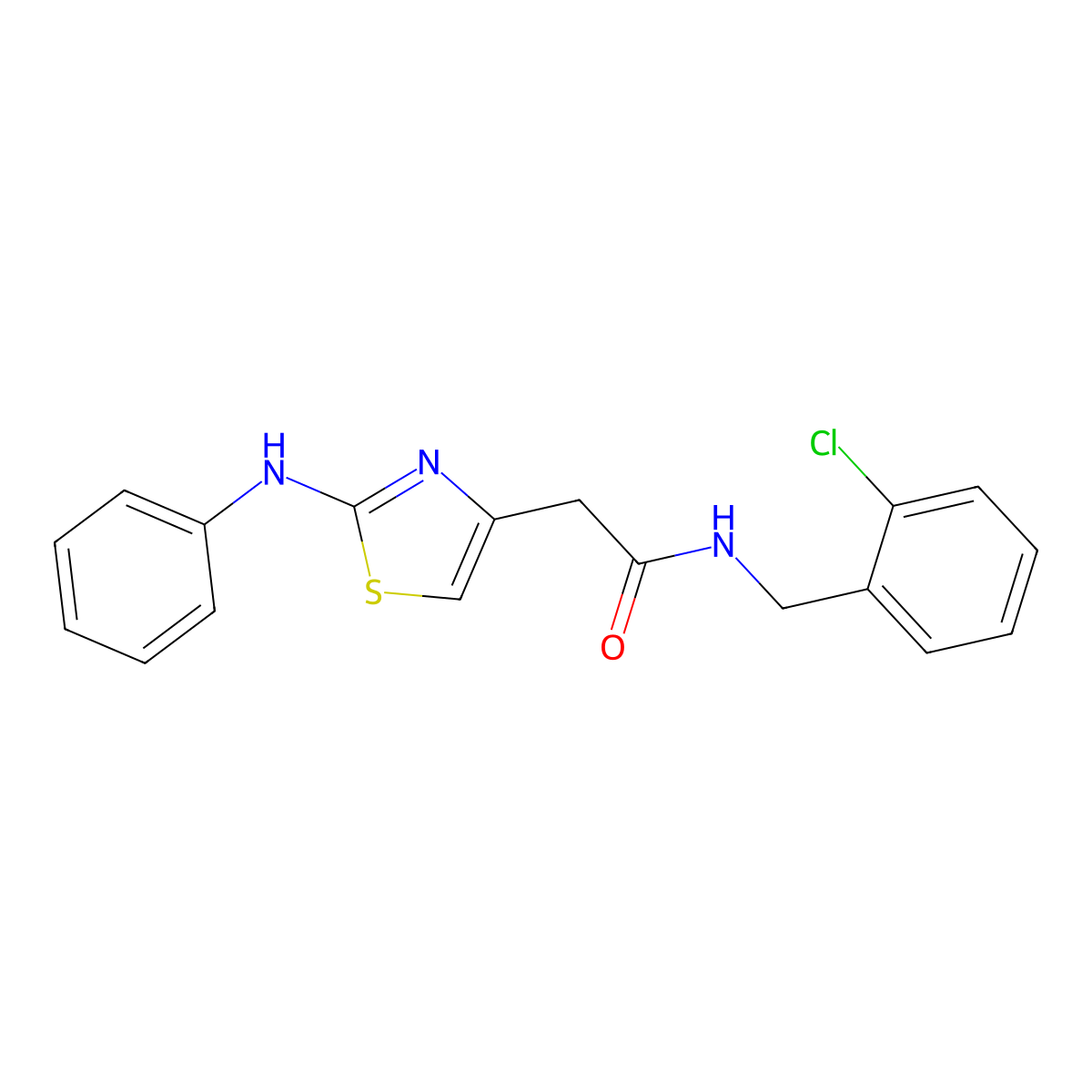 N-(2-chlorobenzyl)-2-(2-(phenylamino)thiazol-4-yl)acetamide molecular structure, CAS 1040677-81-3