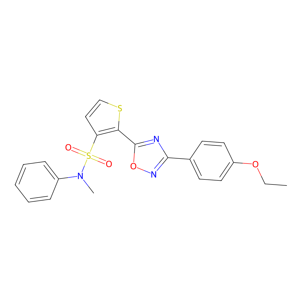 2-[3-(4-ethoxyphenyl)-1,2,4-oxadiazol-5-yl]-N-methyl-N-phenylthiophene-3-sulfonamide molecular structure, CAS 1040677-84-6