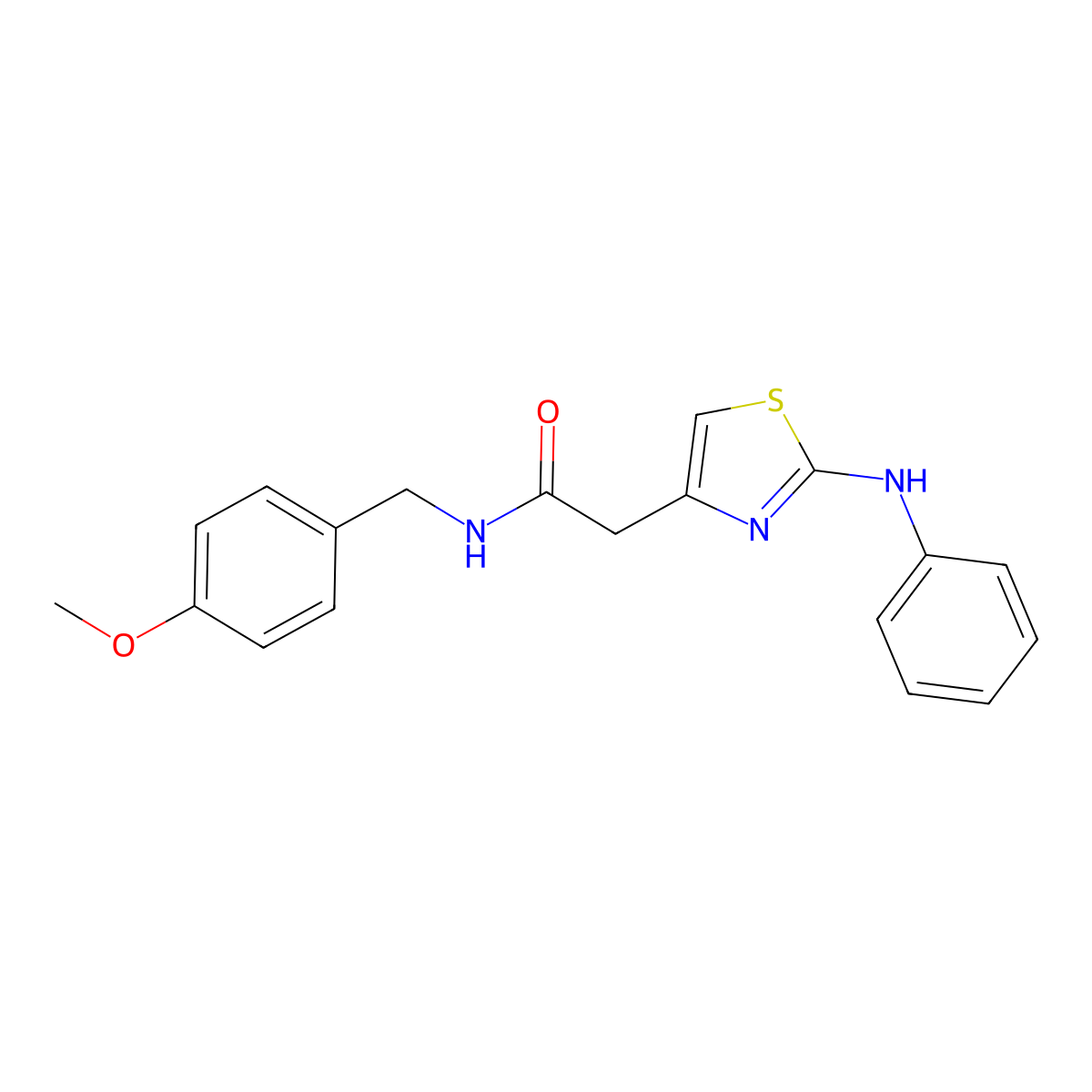 N-[(4-methoxyphenyl)methyl]-2-[2-(phenylamino)-1,3-thiazol-4-yl]acetamide molecular structure, CAS 1040677-85-7