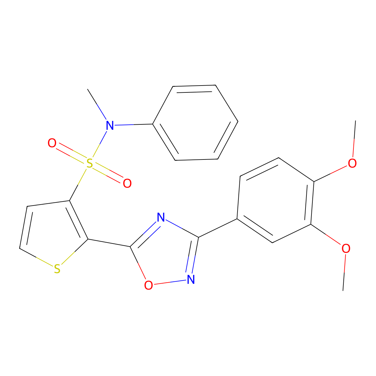2-[3-(3,4-dimethoxyphenyl)-1,2,4-oxadiazol-5-yl]-N-methyl-N-phenylthiophene-3-sulfonamide molecular structure, CAS 1040677-88-0