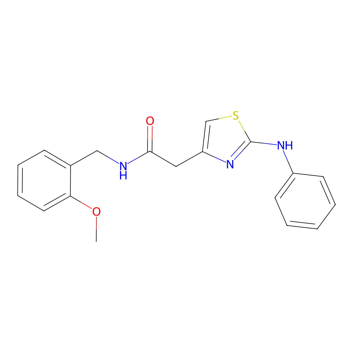 N-[(2-methoxyphenyl)methyl]-2-[2-(phenylamino)-1,3-thiazol-4-yl]acetamide molecular structure, CAS 1040677-89-1