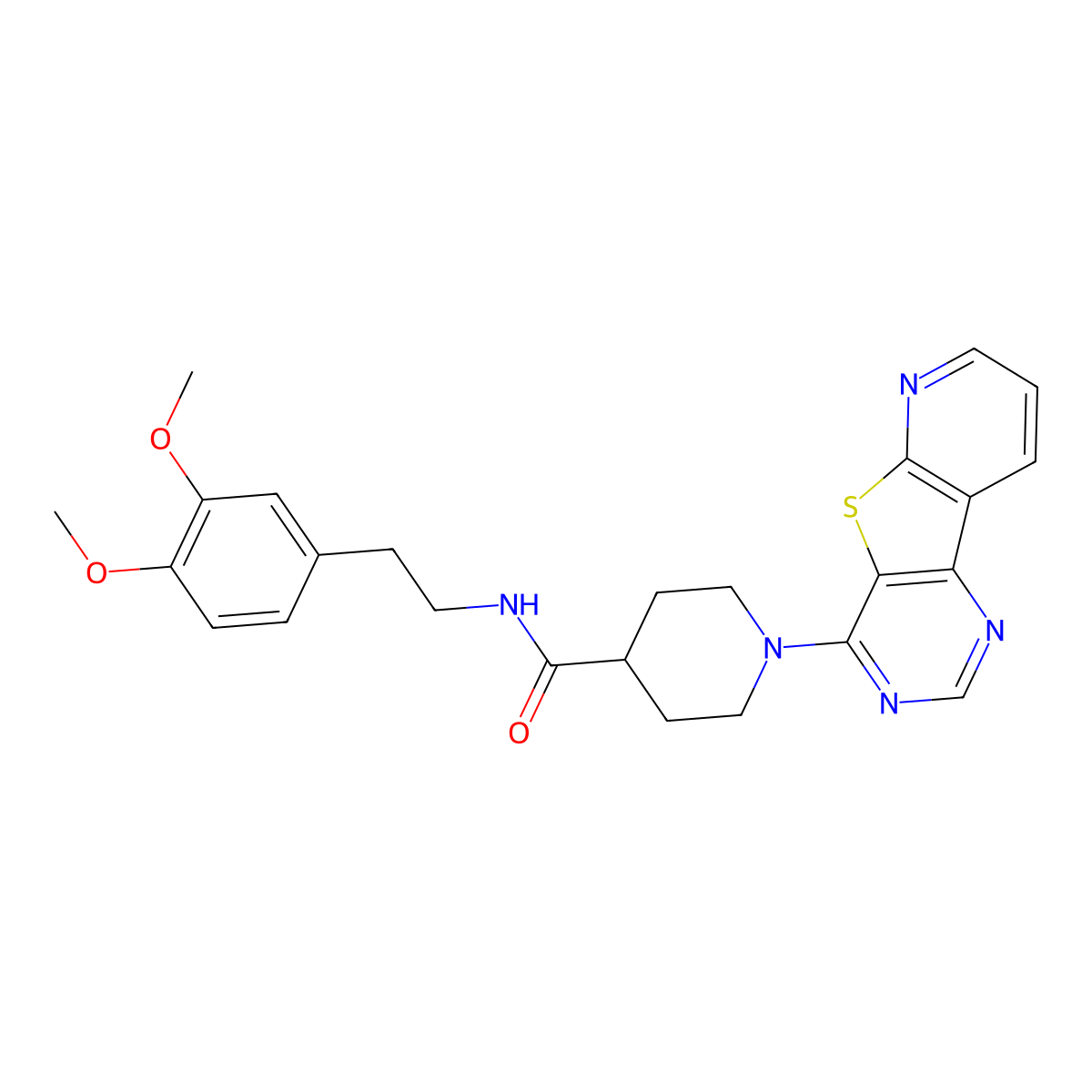 N-[2-(3,4-dimethoxyphenyl)ethyl]-1-{8-thia-3,5,10-triazatricyclo[7.4.0.0^{2,7}]trideca-1(13),2(7),3,5,9,11-hexaen-6-yl}piperidine-4-carboxamide molecular structure, CAS 1040677-95-9