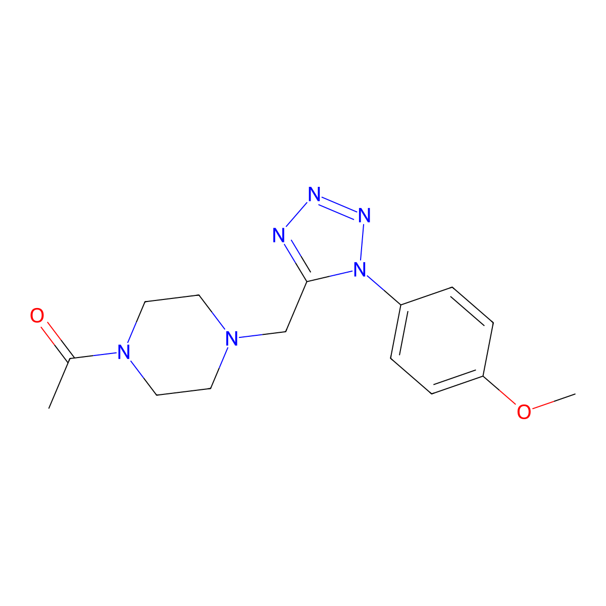 1-(4-((1-(4-methoxyphenyl)-1H-tetrazol-5-yl)methyl)piperazin-1-yl)ethanone molecular structure, CAS 1040677-98-2