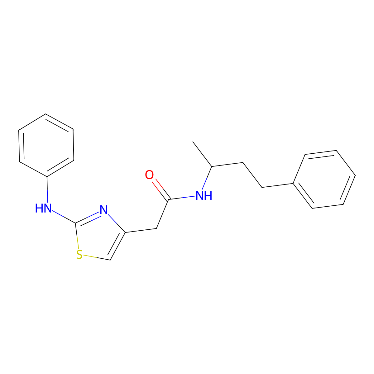 2-(2-(phenylamino)thiazol-4-yl)-N-(4-phenylbutan-2-yl)acetamide molecular structure, CAS 1040678-01-0