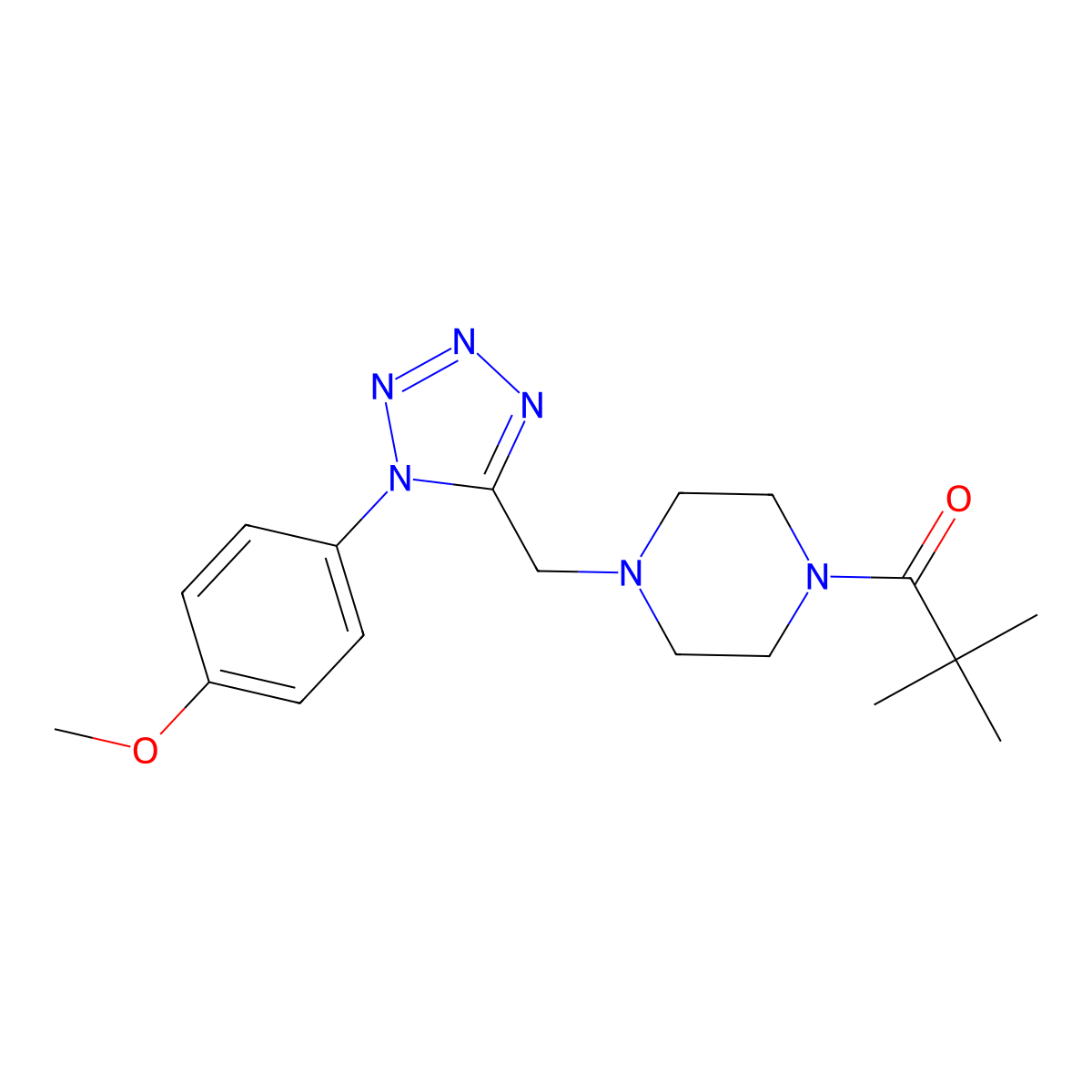 1-(4-((1-(4-methoxyphenyl)-1H-tetrazol-5-yl)methyl)piperazin-1-yl)-2,2-dimethylpropan-1-one molecular structure, CAS 1040678-02-1
