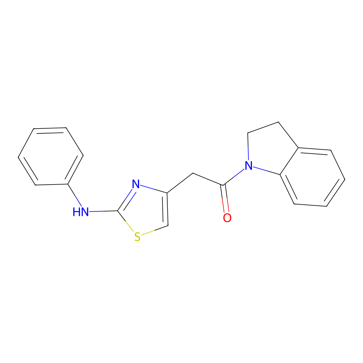 1-(2,3-dihydro-1H-indol-1-yl)-2-[2-(phenylamino)-1,3-thiazol-4-yl]ethan-1-one molecular structure, CAS 1040678-06-5
