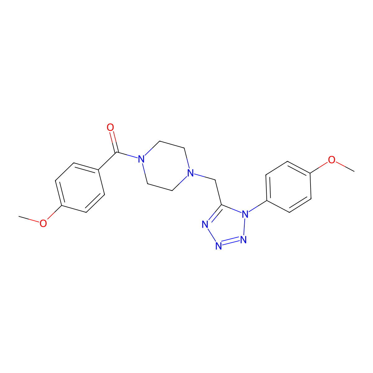 (4-methoxyphenyl)(4-((1-(4-methoxyphenyl)-1H-tetrazol-5-yl)methyl)piperazin-1-yl)methanone molecular structure, CAS 1040678-17-8
