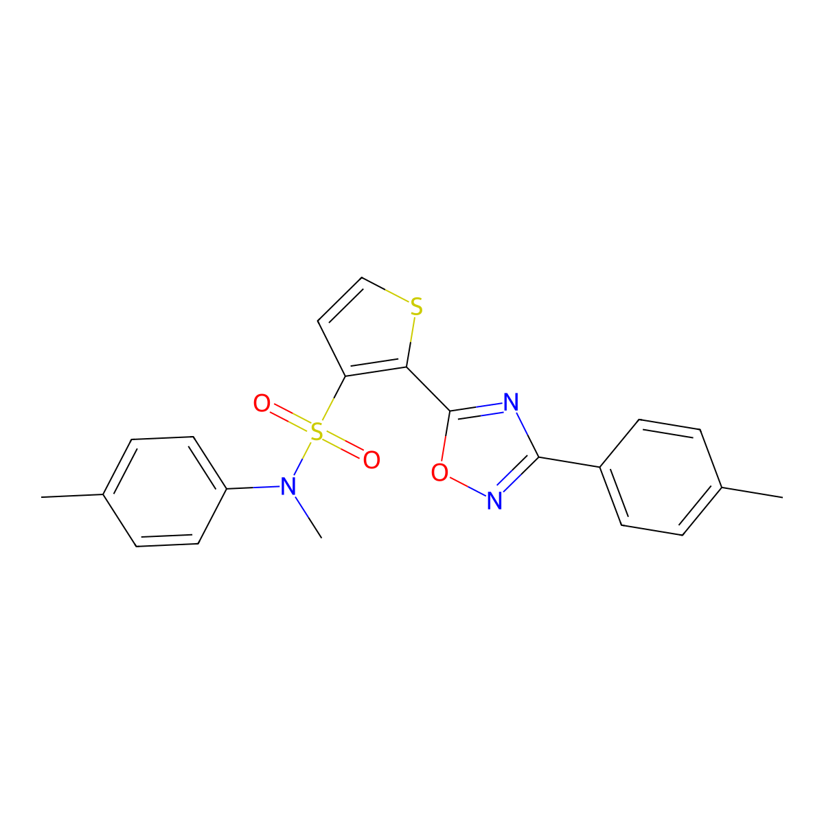 N-methyl-N-(4-methylphenyl)-2-[3-(4-methylphenyl)-1,2,4-oxadiazol-5-yl]thiophene-3-sulfonamide molecular structure, CAS 1040678-20-3
