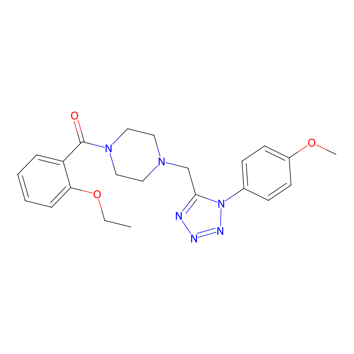 (2-ethoxyphenyl)(4-((1-(4-methoxyphenyl)-1H-tetrazol-5-yl)methyl)piperazin-1-yl)methanone molecular structure, CAS 1040678-21-4