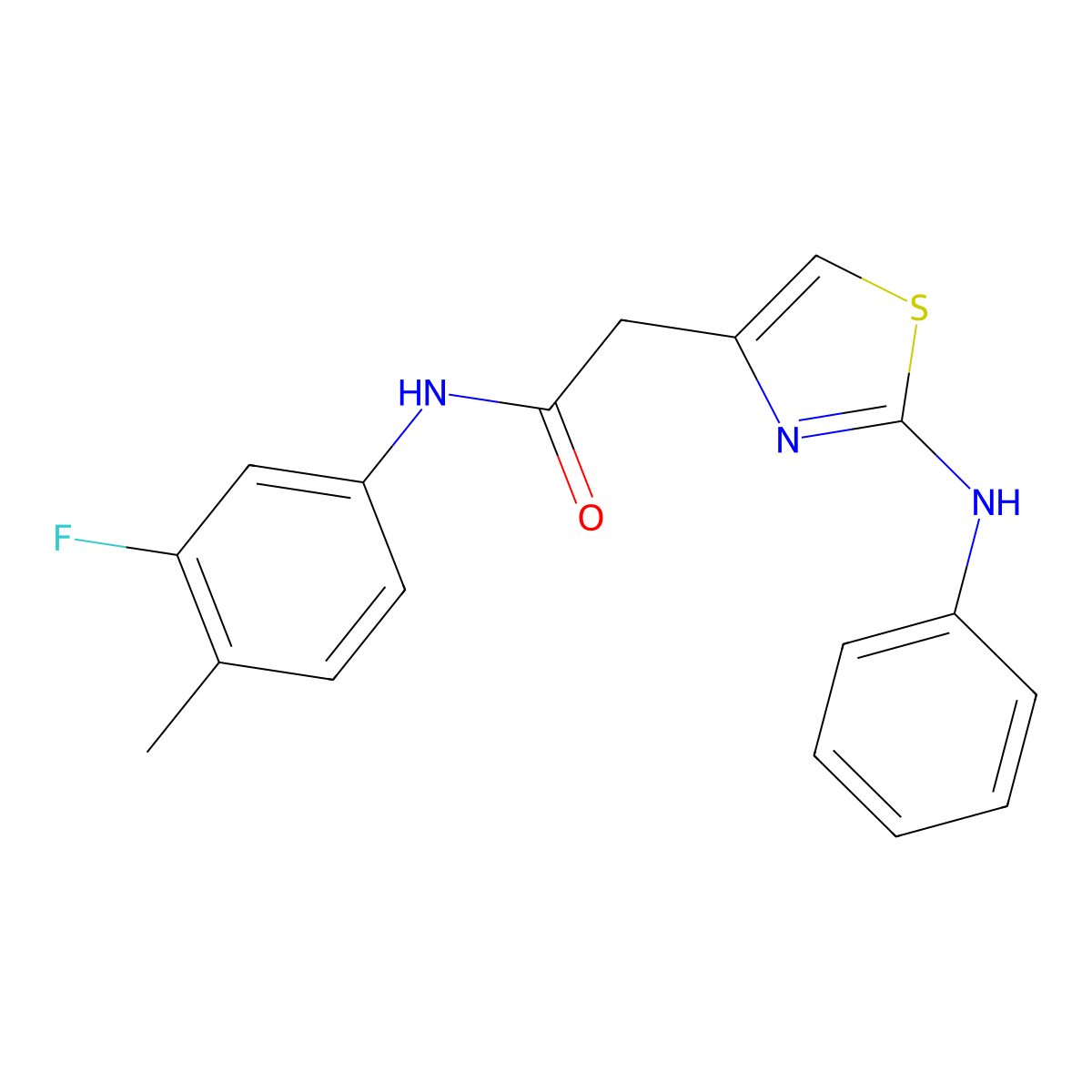 N-(3-fluoro-4-methylphenyl)-2-[2-(phenylamino)-1,3-thiazol-4-yl]acetamide molecular structure, CAS 1040678-22-5