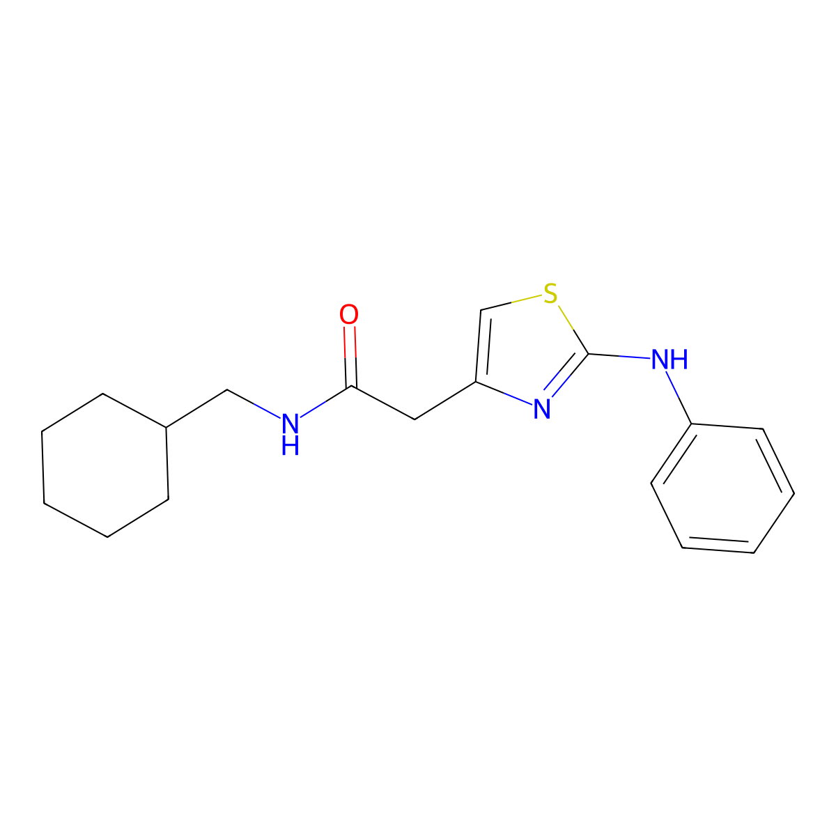 N-(cyclohexylmethyl)-2-(2-(phenylamino)thiazol-4-yl)acetamide molecular structure, CAS 1040678-26-9