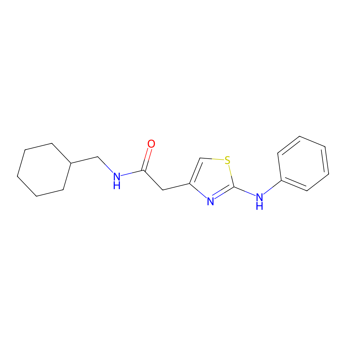 N-(cyclohexylmethyl)-2-(2-(phenylamino)thiazol-4-yl)acetamide molecular structure, CAS 1040678-26-9