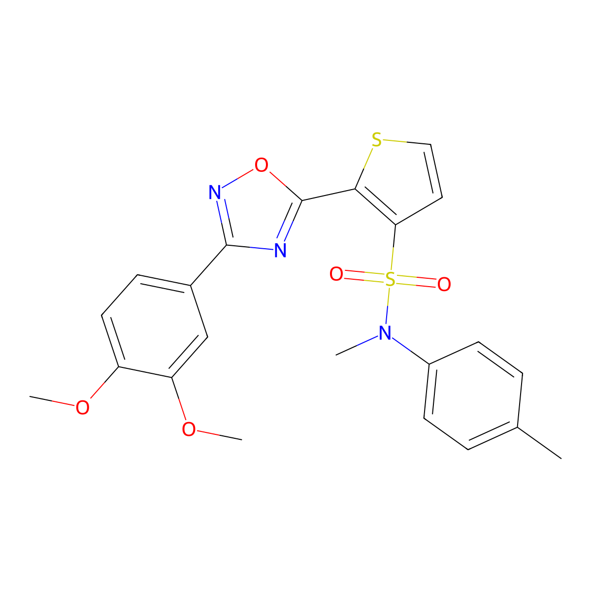 2-[3-(3,4-dimethoxyphenyl)-1,2,4-oxadiazol-5-yl]-N-methyl-N-(4-methylphenyl)thiophene-3-sulfonamide molecular structure, CAS 1040678-28-1