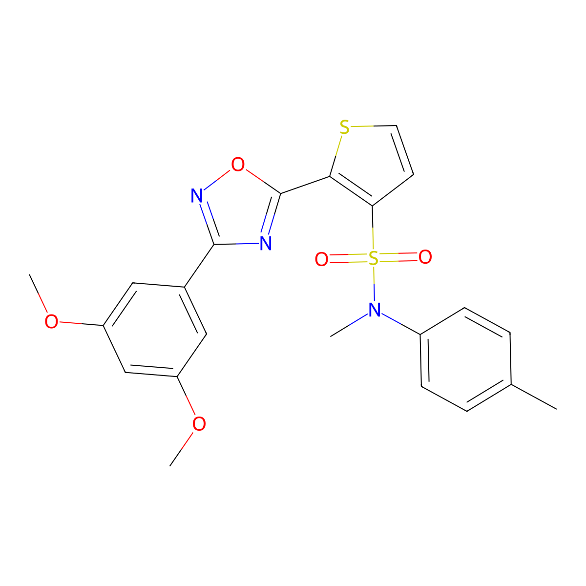 2-[3-(3,5-dimethoxyphenyl)-1,2,4-oxadiazol-5-yl]-N-methyl-N-(4-methylphenyl)thiophene-3-sulfonamide molecular structure, CAS 1040678-32-7